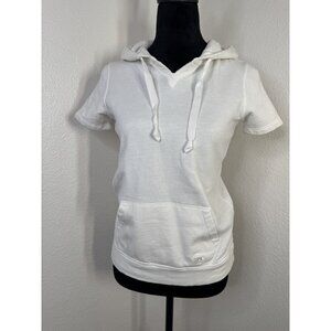 Abercrombie & Fitch White Short Sleeve Hoodie S Cotton/Polyester Blend